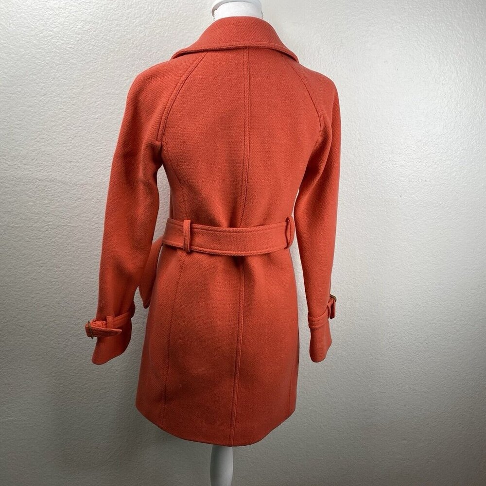 J Crew Coat Jacket Women's Coral Sz 2 Stadium Cloth Nello Gori Wool Belted - Picture 3 of 16